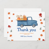 パンプキンブルーヴィンテージトラックサンキューカード サンキューカード (正面/裏面)