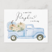 パンプキンブルーヴィンテージトラック男の赤ちゃんシャワー インビテーションポストカード (正面)