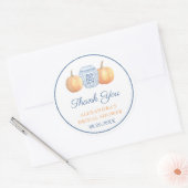 パンプキンブルー名門私立校風のとホワイトブライダルシャワーの恩恵 ラウンドシール (封筒)