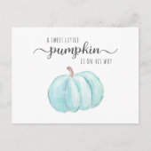 パンプキンブルー水彩男の赤ちゃんシャワー インビテーションポストカード (正面)