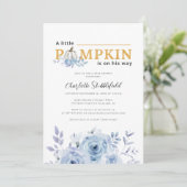 パンプキンブルー薄紫ボーイベビーシャワー 招待状 (スタンド正面)
