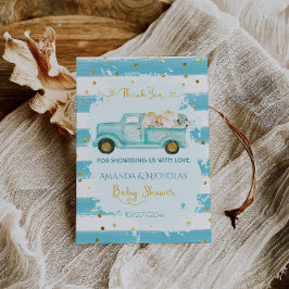 パンプキンブルー金ゴールド秋秋ベビーシャワー サンキューカード