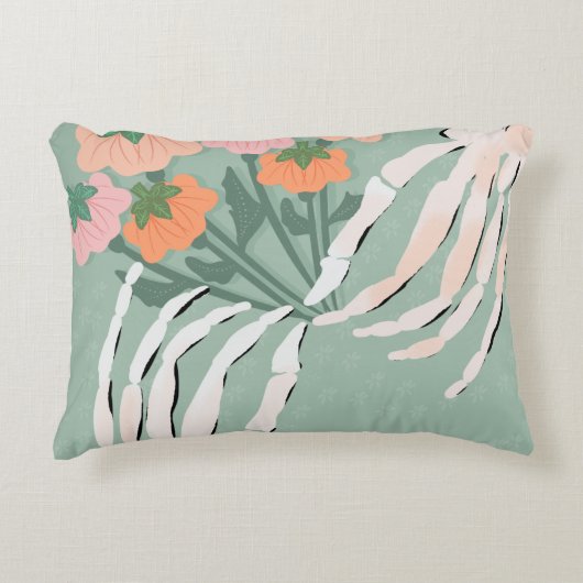 パンプキンブーケ付きスケルトン アクセントクッション (正面)