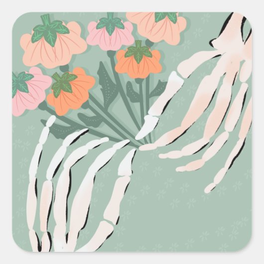 パンプキンブーケ付きスケルトン スクエアシール (正面)