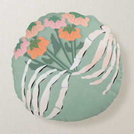 パンプキンブーケ付きスケルトン ラウンドクッション