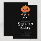 パンプキンヘッドかわいいミニマモダンリストハロウィーン 招待状 (正面/裏面)