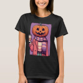 パンプキンヘッドコーヒーパステルゴシックハロウィーン Tシャツ (正面)