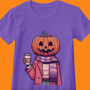 パンプキンヘッドコーヒー秋シーズンシャツ Tシャツ
