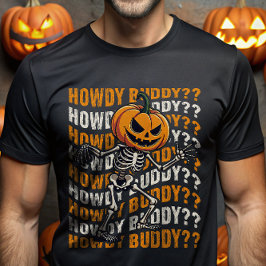 パンプキンヘッドスケルトンハウディバディハロウィンおもしろい Tシャツ