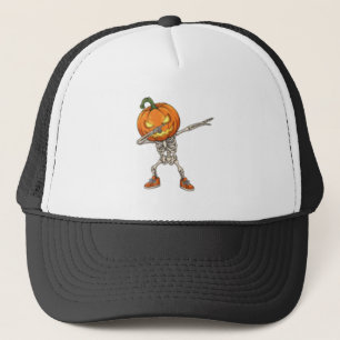 パンプキンヘッドダブダンスハロウィーンのスケルトン キャップ