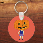 パンプキンヘッドチビ(小さくかわいく書いた感じ)ガールキーチェーン キーホルダー (正面)