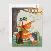 パンプキンヘッドブラックキャットハロウィーンのカボチャのちょうちんパンプキン ポストカード (正面/裏面)