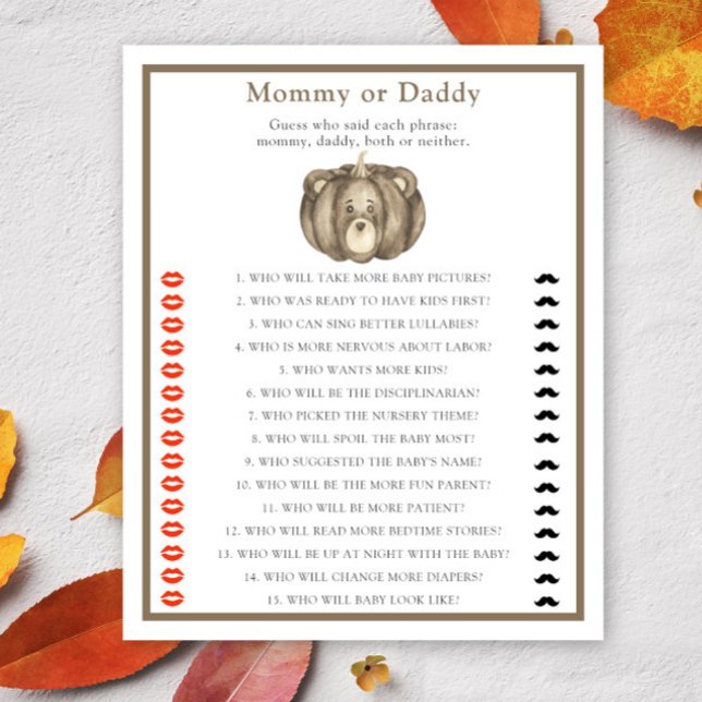 パンプキンベア – ママまたはパパの赤ちゃんシャワーゲーム (クリエイターアップロード済み)