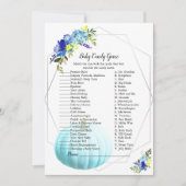 パンプキンベイビーシャワーベイビーキャンディーゲーム | ブルー 招待状 (正面)