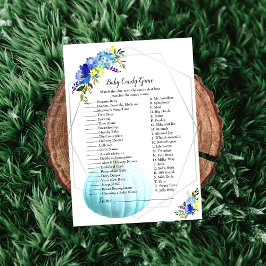 パンプキンベイビーシャワーベイビーキャンディーゲーム | ブルー 招待状