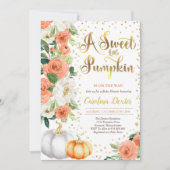 パンプキンベイビーシャワー招待状オレンジピンク&金ゴールド 招待状 (正面)