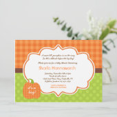 パンプキンベイビーシャワー招待状ボーイまたはガールニュートラル 招待状 (スタンド正面)