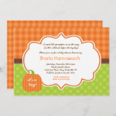 パンプキンベイビーシャワー招待状ボーイまたはガールニュートラル 招待状 (正面/裏面)
