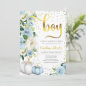 パンプキンベイビーシャワー招待状ボーイ秋シャワー 招待状 (スタンド正面)