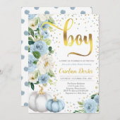 パンプキンベイビーシャワー招待状ボーイ秋シャワー 招待状 (正面/裏面)