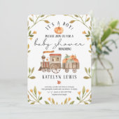 パンプキンベイビーシャワー招待状 電車 招待状 (スタンド正面)