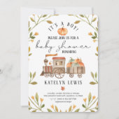 パンプキンベイビーシャワー招待状 電車 招待状 (正面)