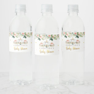 パンプキンベイビーシャワー赤面ピンク&金ゴールド ペットボトルラベル