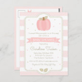 パンプキンベビーガールピンクベビーシャワー招待状 ポストカード (正面/裏面)