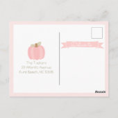 パンプキンベビーガールピンクベビーシャワー招待状 ポストカード (裏面)