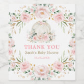 パンプキンベビーガールピンク赤面フローラ緑金ゴールド ワインラベル (シングルラベル)