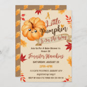 パンプキンベビーガールボーイ秋ベビーシャワー 招待状 (正面/裏面)