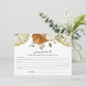 パンプキンベビーシャワーアドバイスのための親カード シーズンカード (スタンド正面)