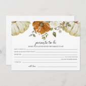 パンプキンベビーシャワーアドバイスのための親カード シーズンカード (正面/裏面)