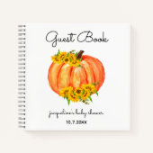 パンプキンベビーシャワーオレンジホワイトゲストブック ノートブック (正面)