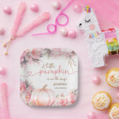 パンプキンベビーシャワーガールピンクフローラ秋秋 ペーパープレート (パーティー)