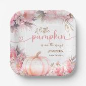 パンプキンベビーシャワーガールピンクフローラ秋秋 ペーパープレート (正面)