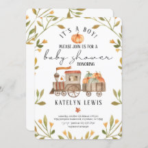 パンプキンベビーシャワー招待状付き