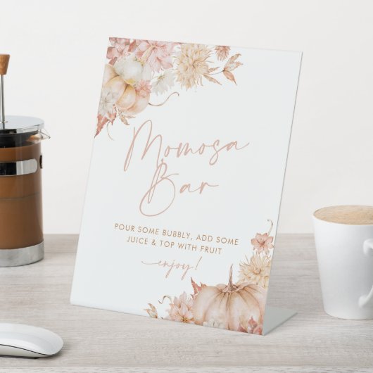 パンプキンベビーシャワー秋ミモサモモモザバーサイン 台座サイン (インサイチュ)