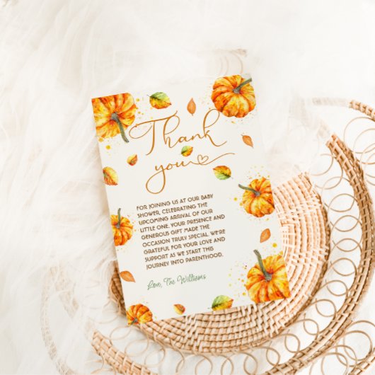 パンプキンベビーシャワー秋 サンキューカード