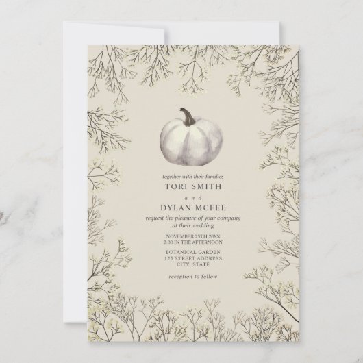 パンプキンベビーズブレスオータム秋の結婚式 招待状 (正面)