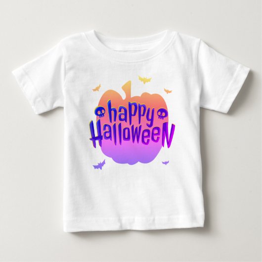 パンプキンホラーハッピーハローウィン幼児 ベビーTシャツ (正面)