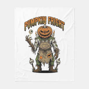 パンプキンホラーTシャツ ビンテージ アイボール ハロウィン アート フリースブランケット