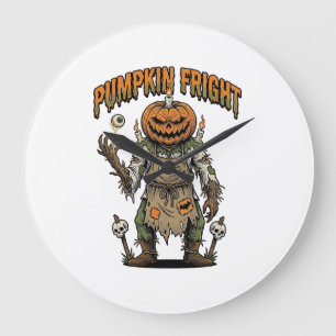 パンプキンホラーTシャツ ビンテージ アイボール ハロウィン アート ラージ壁時計