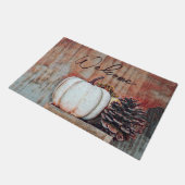 パンプキンホワイトオータムファームハウス素朴ウェルカム ドアマット (アングル)