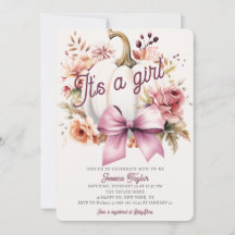 パンプキンホワイトピンクリボンガール秋ベイビーシャワー