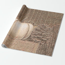 パンプキンホワイト金ゴールドメタリックエレガント秋デコパージュ ラッピングペーパー