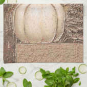 パンプキンホワイト金ゴールドメタリックエレガント秋国 キッチンタオル (折り畳み)