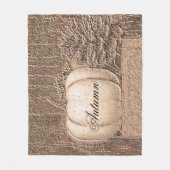 パンプキンホワイト金ゴールドメタリックエレガント秋国 フリースブランケット (正面)