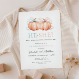 パンプキンボウピンクブルージェンダーリビール招待状 招待状