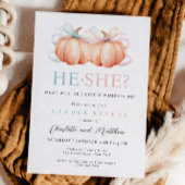 パンプキンボウピンクブルージェンダーリビール招待状 招待状